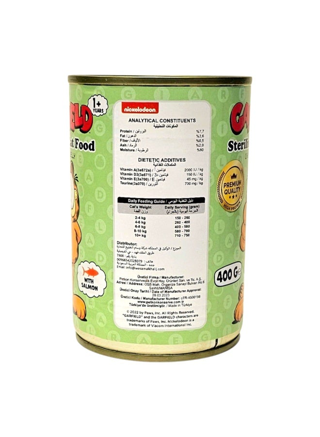 Garfield Wet Cat Food For Sterilised Adult Cats Salmon 400g ×12 Pcs| Premium Omega Rich Neutered Cat Food | Weight Control Healthy Easy Digestion Canned Food - Image 4