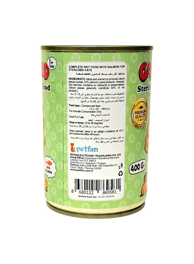 Garfield Wet Cat Food For Sterilised Adult Cats Salmon 400g ×12 Pcs| Premium Omega Rich Neutered Cat Food | Weight Control Healthy Easy Digestion Canned Food - Image 3