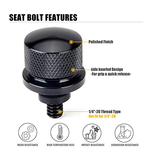 Hutexico Street Glide Sportster Rear Fender Seat Bolt Nut Tab Mount Knob Cover for Harley, Motorcycle Knurled Seat Screws Kit for Dyna Softail Road Glide Street CVO Iron 883 1996-2023 - Image 3