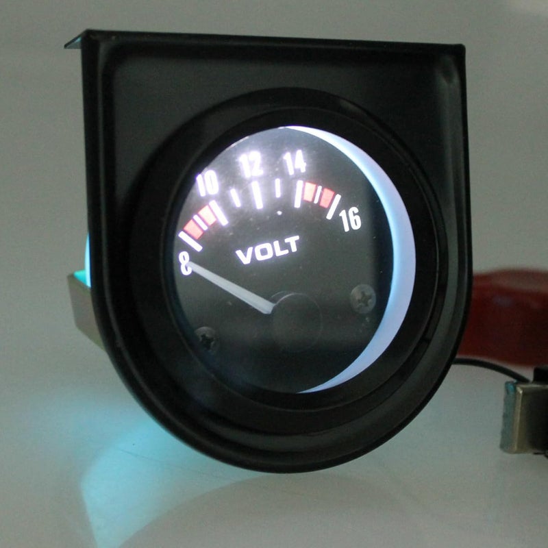 KUQEUE 12V Voltmeter Gauge 2" 52mm Volt Voltage Meter Gauge Universal Pointer Voltmeter Car Auto Measure Range 8-16V LED Light Dial Black - Image 5