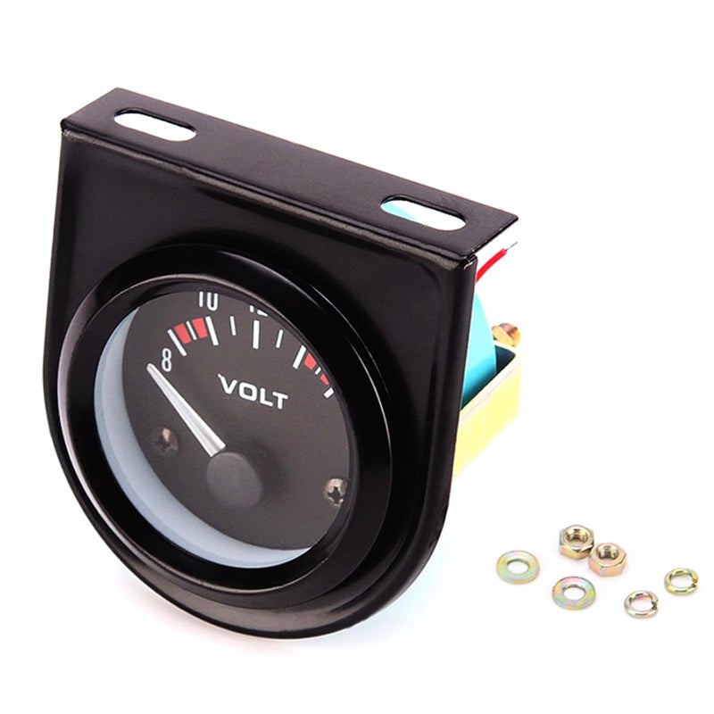 KUQEUE 12V Voltmeter Gauge 2" 52mm Volt Voltage Meter Gauge Universal Pointer Voltmeter Car Auto Measure Range 8-16V LED Light Dial Black - Image 3