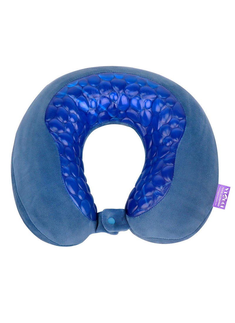 Viaggi VIAGGI Silicone Cooling Gel U Shaped Memory Foam Travel Neck Pillow Blue 