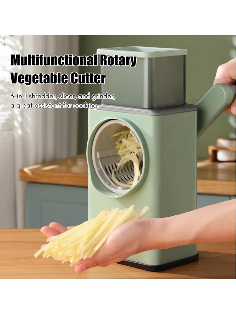 Multifunctional Vegetable Cutter Chopper Rotary Cheese Grater 3-in-1 Shredder Slicer Grinder Salad Maker Machine with Stainless Steel Roller Blades for Vegetable Fruit Nut  - Image 2