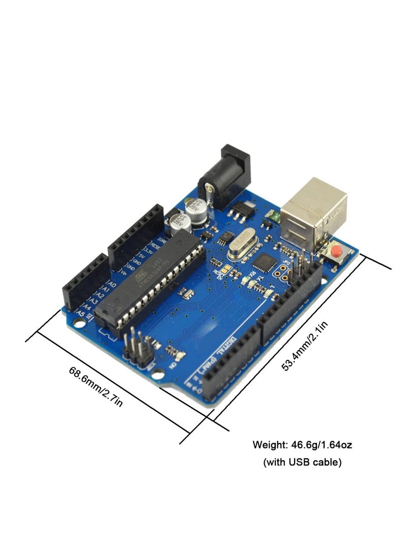 لوحة تطوير R3 لـ Arduino، متحكم دقيق يعتمد على ATMEGA328P و ATMEGA16U2 مع كابل USB OTG، متوافق مع مشاريع Arduino IDE