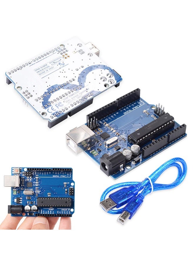 لوحة تطوير R3 لـ Arduino، متحكم دقيق يعتمد على ATMEGA328P و ATMEGA16U2 مع كابل USB OTG، متوافق مع مشاريع Arduino IDE