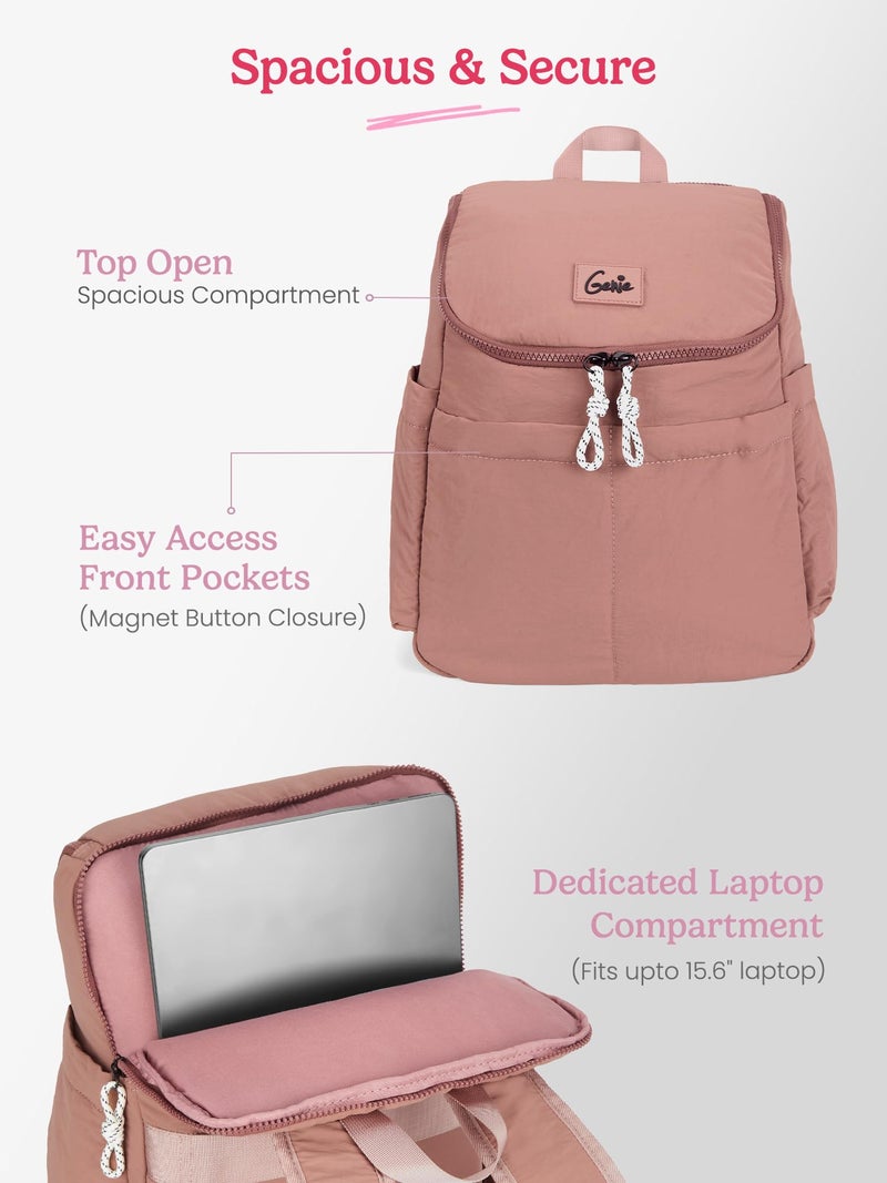 Genie Plushpack Casual Backpack For Girls |15 Inch-27 Litres With 2 Compartments with Laptop, Multiple Pockets, Trolley Sleeve And Organizer |Best For Laptop, Makeup & College/Work Must-Haves - Red - Image 4