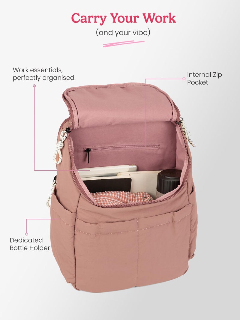 Genie Plushpack Casual Backpack For Girls |15 Inch-27 Litres With 2 Compartments with Laptop, Multiple Pockets, Trolley Sleeve And Organizer |Best For Laptop, Makeup & College/Work Must-Haves - Red - Image 5
