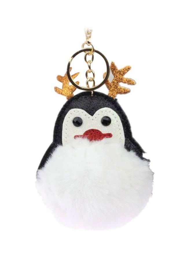 NIBEMINENT Penguin Fur Keychain White/Black/Gold - Image 1