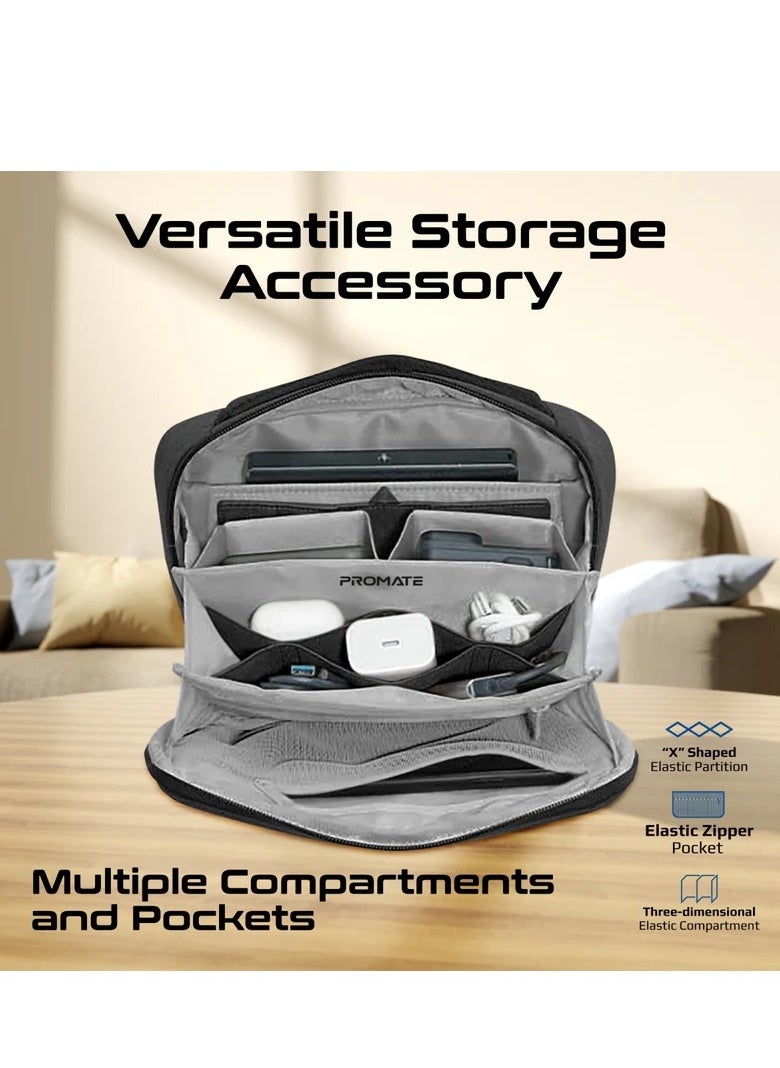 PROMATE Promate Versatile Handbag, Ripstop Nylon Fabric, Includes Leather Magnetic Case and Serpentine Pocket  - Image 2