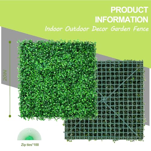 AOKIIE AOKIE 20"X20" Artificial Grass Wall, 12Pcs Boxwood Hedge Wall Panels UV-Anti Grass Backdrop Wall Decor, Greenery Privacy Hedge Screen for Indoor Outdoor Patio Balcony, Party Garden Fence Decor - Image 3