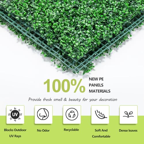AOKIIE AOKIE 20"X20" Artificial Grass Wall, 12Pcs Boxwood Hedge Wall Panels UV-Anti Grass Backdrop Wall Decor, Greenery Privacy Hedge Screen for Indoor Outdoor Patio Balcony, Party Garden Fence Decor - Image 2