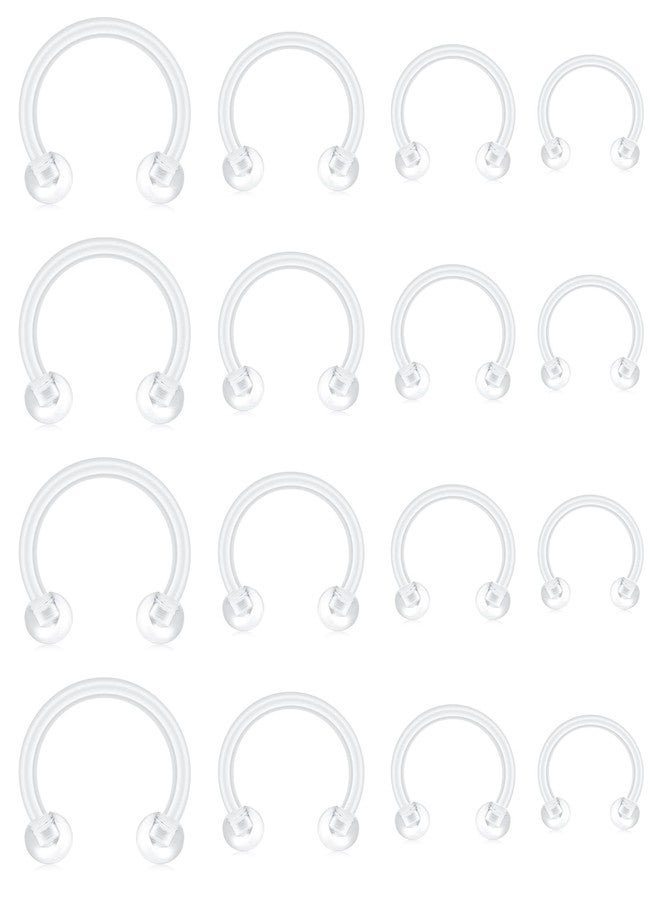 D.Bella 16G Clear Septum Rings Horseshoe Flexible Acrylic Cartilage Tragus Helix Daith Rook Conch Snug Earring Hoop Bioflex Nose Lip Eyebrow Rings Retainer for Work Surgery - Image 1