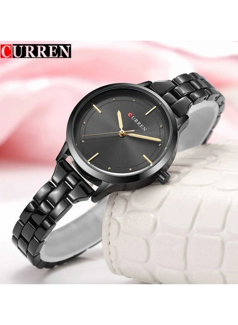 CURREN - Curren 9019 Women's Water Resistant Alloy Analog Watch-30mm (Black) - Image 1