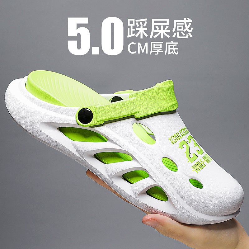 Hole Shoes Men'S Summer Outwear Sports Internet Celebrous Baotou Dual-Purpose Sandals Driving Slippers - Image 1