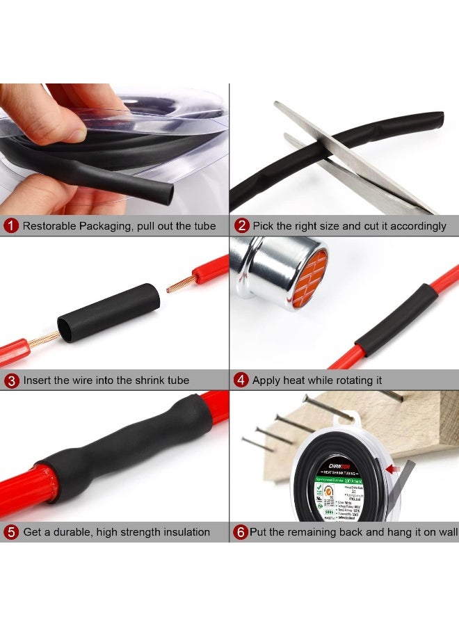 Chanzon 3:1 Ratio 5/16" (7.9mm) Heat Shrink Tubing - Marine Grade Waterproof Adhesive Lined - 8Ft Roll (2.5M Total Length) Red Polyolefin Sleeving Wrap Shrinking 3 to 1 Ratio 1pcs