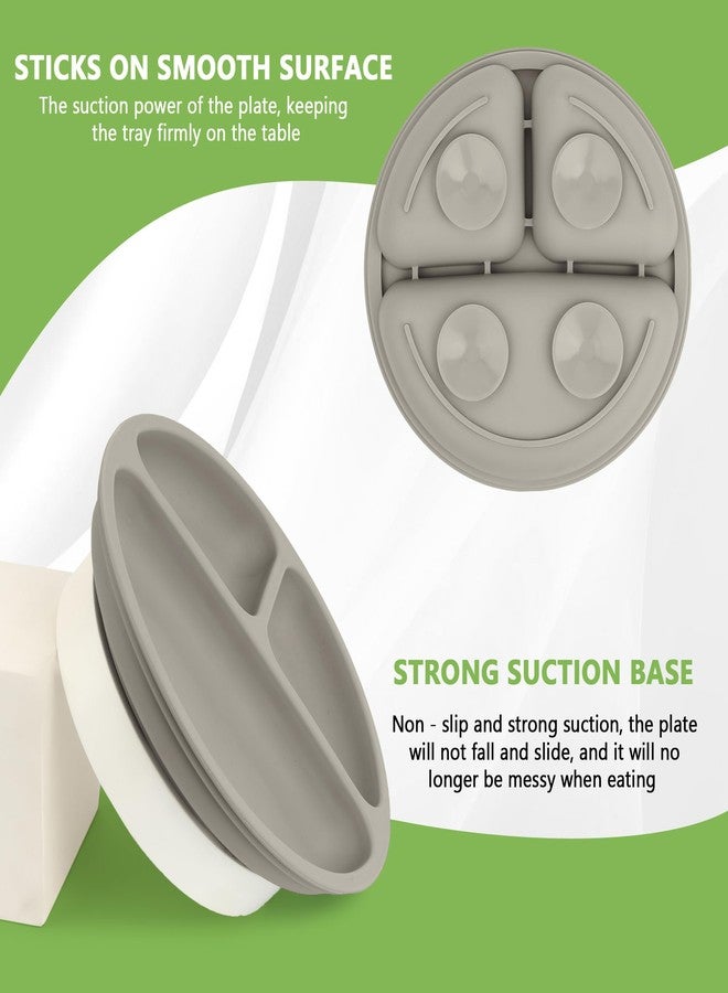 PEEPER Baby Suction Plates for Baby Feeding with 4 Strong Suction Cups, Silicone Toddler Plates with Deep Divided for Kids to Feed Themselves, Dish Washer & Micro-Wave Oven Safe (Dark Grey) - Image 3