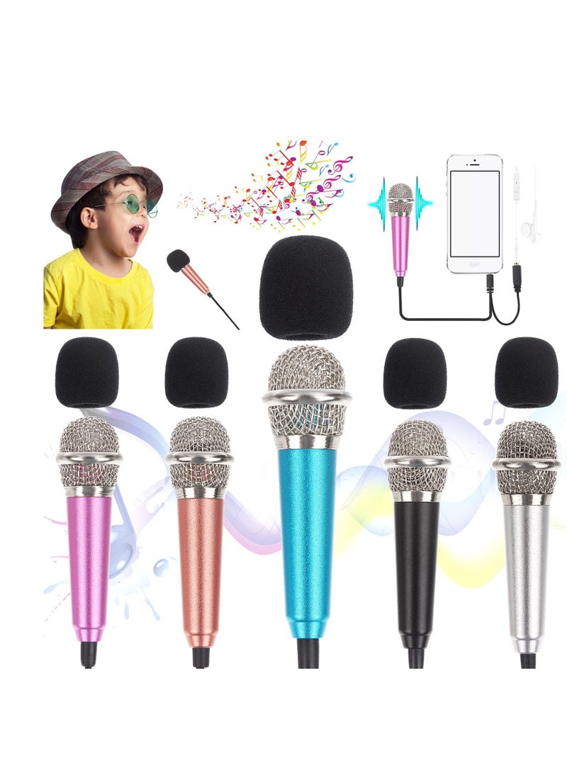 Excefore Mini Microphone Karaoke Tiny Singing Mic Equipment for Voice Recording Interviews Speeches 3.5mm Audio Connector Suitable for Laptop Cellphone Phone Ages 3+ 5PCS  - Image 1