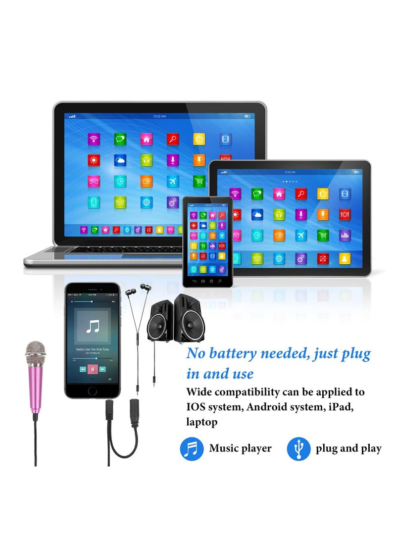 Excefore Mini Microphone Karaoke Tiny Singing Mic Equipment for Voice Recording Interviews Speeches 3.5mm Audio Connector Suitable for Laptop Cellphone Phone Ages 3+ 5PCS  - Image 3
