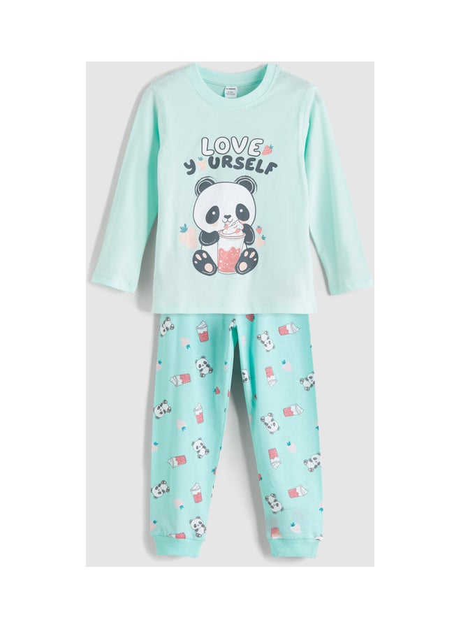 LC WAIKIKI Crew Neck Printed Girls' Pyjama Set - Image 1
