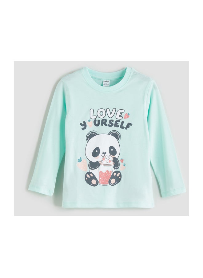 LC WAIKIKI Crew Neck Printed Girls' Pyjama Set - Image 2