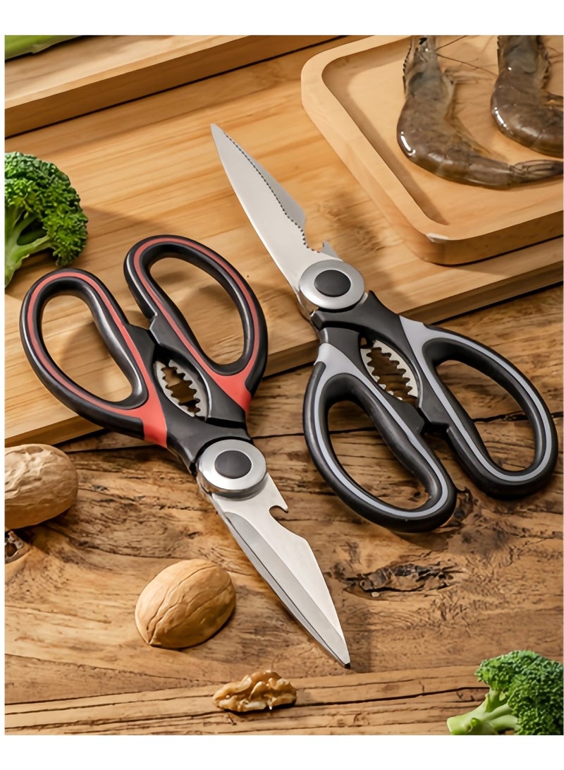 Kitchen Scissors Set of 3, Kitchen Scissors Heavy Duty Stainless Steel Cooking Scissors and Sharp Seafood Scissors, Multi-Purpose Scissors, Dishwasher Safe, Suitable for Cutting Meat, Food, Fish, Poultry, Vegetables - Image 2