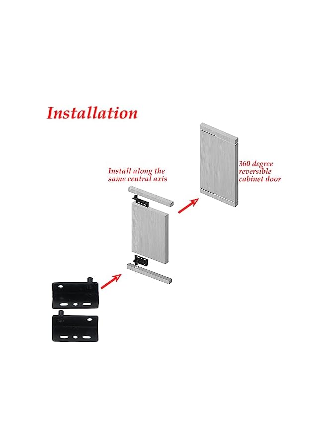 S-TOP 12Pcs Pivot Hinges 1.57" Concealed Hinges Heavy Duty Iron Hardware for Wood Door Furniture Cabinet Drawer (for 8mm Hole Black) - Image 3