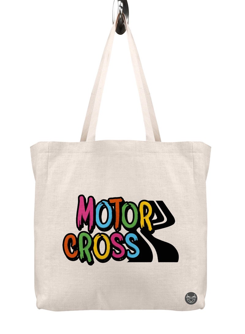 Canvas bag with motor print cross design