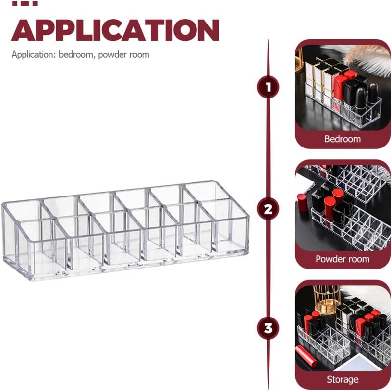 FUOYLOO Lipstick Organizer Case 2pcs Double Layer 12-grid Cosmetic Organizer for Lipstick and Lipgloss Storage Display Holder Suitable for Makeup Vanity and Travel - Image 4