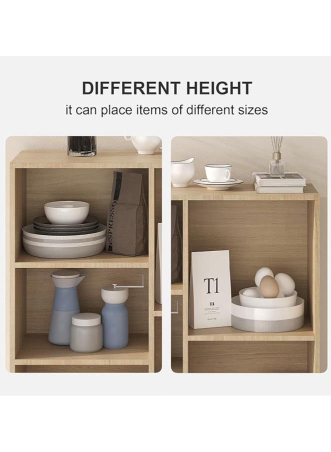 إكسبرت خزانة متحركة متعددة الوظائف لركن القهوة مع أرفف تخزين مفتوحة، مثالية لمكتب المنزل أو المطبخ لون بني - Image 4