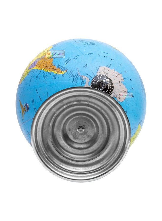 Magicwand【15 inch ht Chrome with Magnifier】Political Educational Laminated Rotating World Globe with Metal Base - Image 4