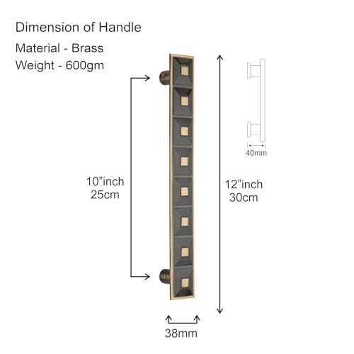 COMPASS 12" Brass Main Door Handle | Door Handles for Main Door | Pull Handles for All The Doors of House | Office | Hotels | PH-237 (Pack of 1, Antique Finish) - Image 3