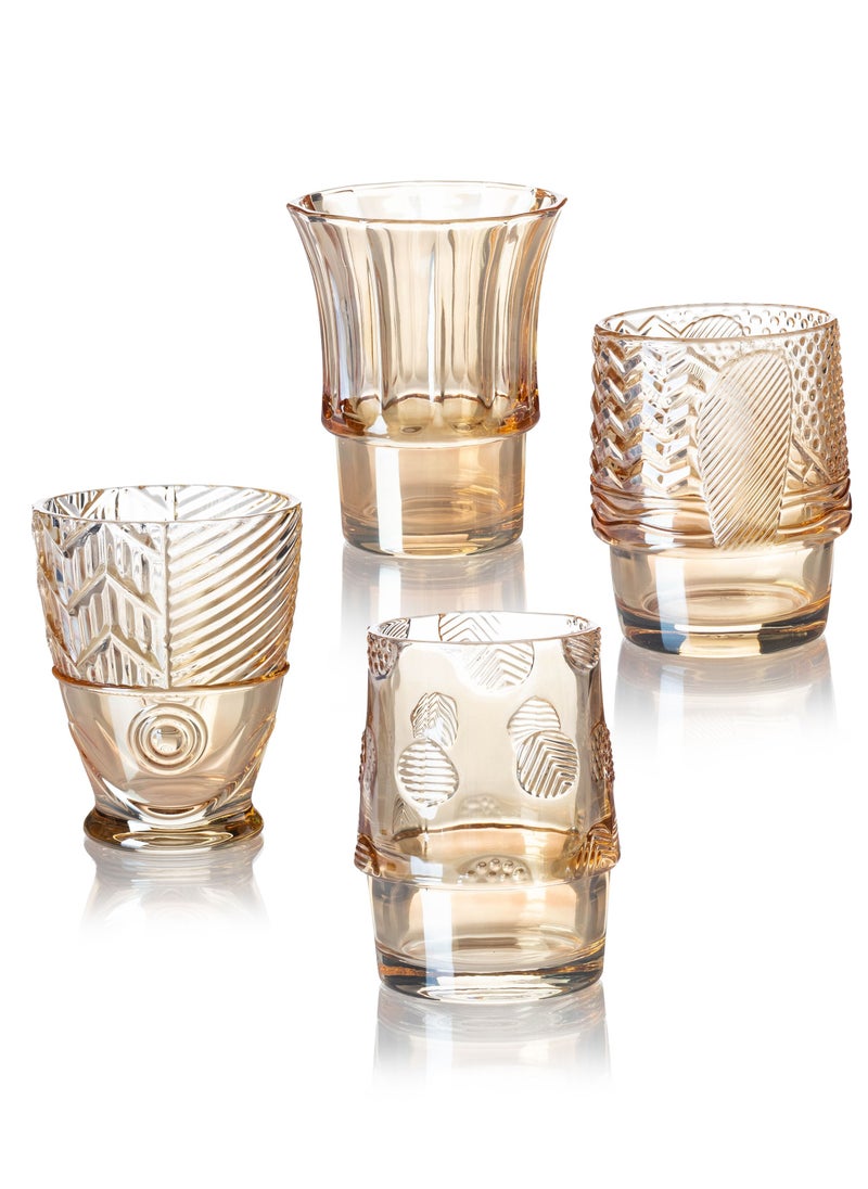 Dania - Set of 4 glass cups In a transparent honey color give it a More luster. Can be installed to form a fish model For easy preservation   Capacity 7.7 x 10 cm / 315 ml 8.2 x 10cm/265ml 8 x 10 cm / 208 - Image 1