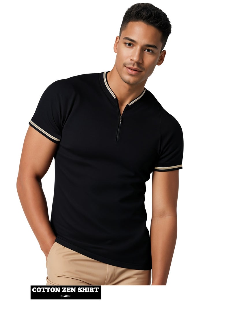 AWESOME STYLE GIFTS COTTON ZEN MEN T-SHIRT BLACK  - Image 1