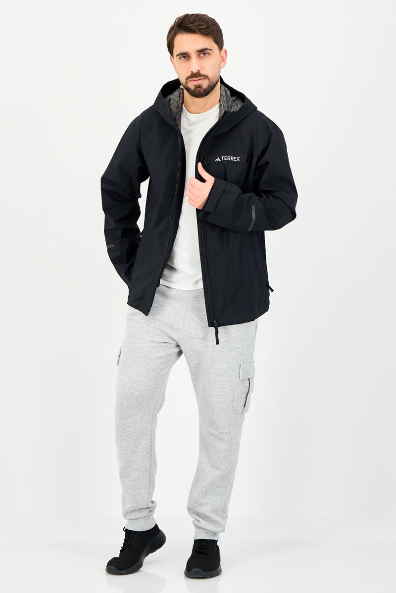 Adidas Men Regular Fit Long Outdoor Jacket, Black - Image 4