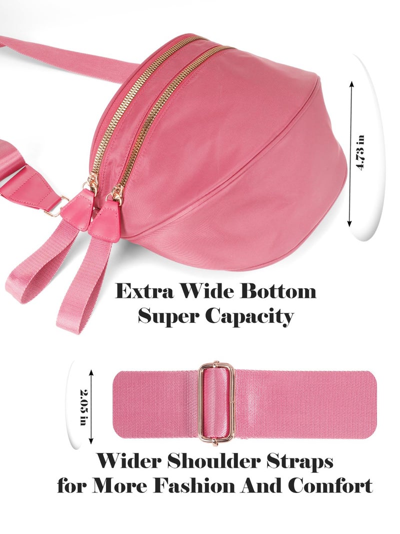 MEISEY Pure Colour Crossbody Bag Bum Bag for Women,Spacious Purse Fanny Packs Belt Bag,Oversized Bum Bag (Colour Bum Bag-Watermelon Red) - Image 5