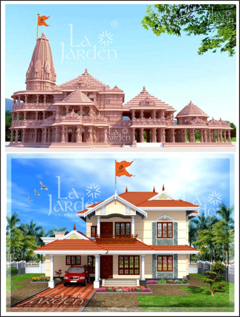 La Jarden® MEDIUM size 2.5 x 1.75 Feet Bhagwa, Flag, Aum & Jai Shri Ram printed on silky satin fabric in Saffron, Orange flag for Yoga, Meditation, Om shanti bhawan, Bhagwa dhwaj for temple, house & religious purpose 1Nos. (21x31 inchs) (Orange) - Image 4
