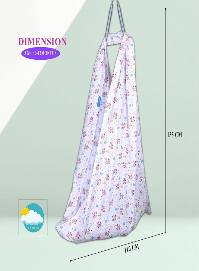SJ SHINE Born Baby Hanging Swing Cradle Cotton thottil Cloth thuni for Babies Baby Boy's and Girl's Cotton Cloth Cradle/Zula//Jhula/Jhoola/uyalalu for new Born Babies (White) - Image 2
