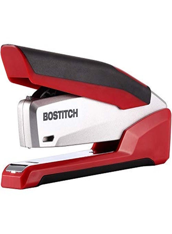 دباسة مكتبية فاخرة تعمل بنابض من Bostitch، طراز 1117، InPower، سعة 28 ورقة، لون أحمر/فضي