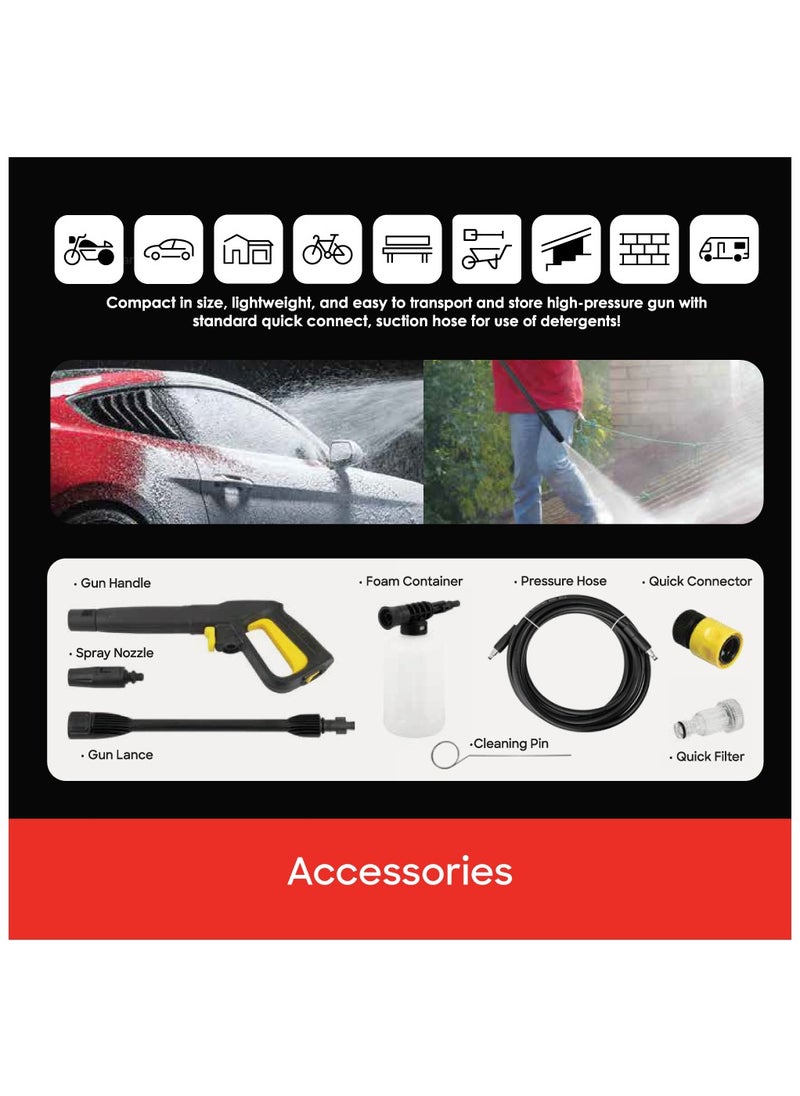 Sanford - High Pressure Washer 135 Bar with Long Life Aluminium Pump, Auto Stop Function With Water Suction, Self-resetting Thermal Cut-out, IPX5 - Image 1