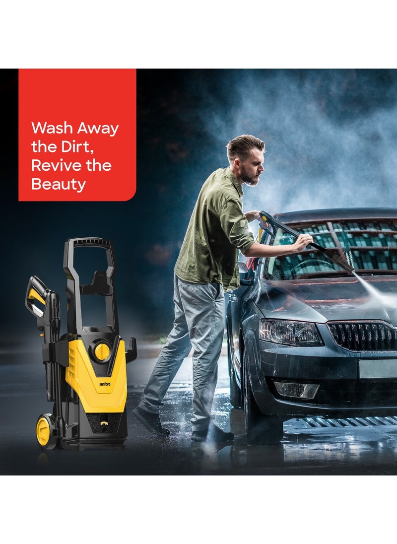 Sanford - High Pressure Washer 135 Bar with Long Life Aluminium Pump, Auto Stop Function With Water Suction, Self-resetting Thermal Cut-out, IPX5 - Image 1