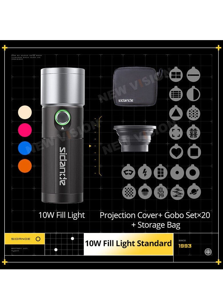 Sidande SIDANDE Videography Flashlight Zoomable Photography Fill Light Ambience Light with 1/4'' Thread for Camera Stand Cage  - Image 1