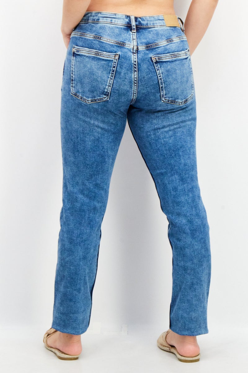 EDC Women Slim Fit Mid Rise Washed Stretchable Jeans, Blue - Image 2