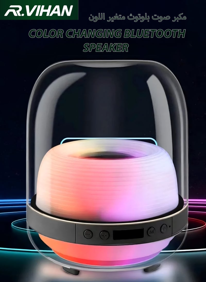 R.VIHAN Portable Wireless Bluetooth Speaker with RGB LED Neon Lights Colourful FM Radio Stereo Speaker for Indoor Outdoor Travel Use Compact Rechargeable Party Music Speaker Ideal Gift for Birthday Holidays Any Special Occasions  - Image 1