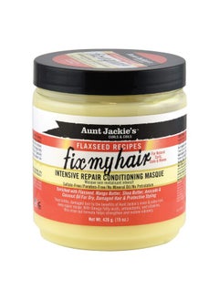 Aunt Jackie's Aunt Jackie's Flaxseed Recipes Fix My Hair, Intensive Repair Conditioning Masque, Helps Prevent and Repair Damaged Hair, 15 Ounce jar  - Image 1