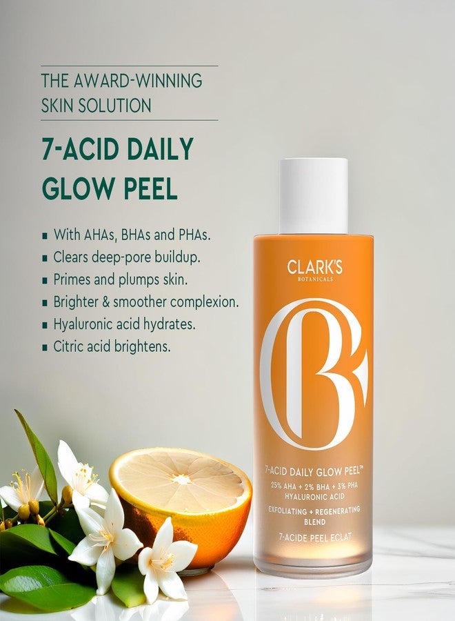 Clark's Botanicals Clarks Botanicals 7-Acid Daily Glow Peel: AHA BHA Chemical Peel for Face, Purify Pores, Regenerate & Brighten Skin, All Skin Types, 4.2 Oz (Pack of 1) - Image 2