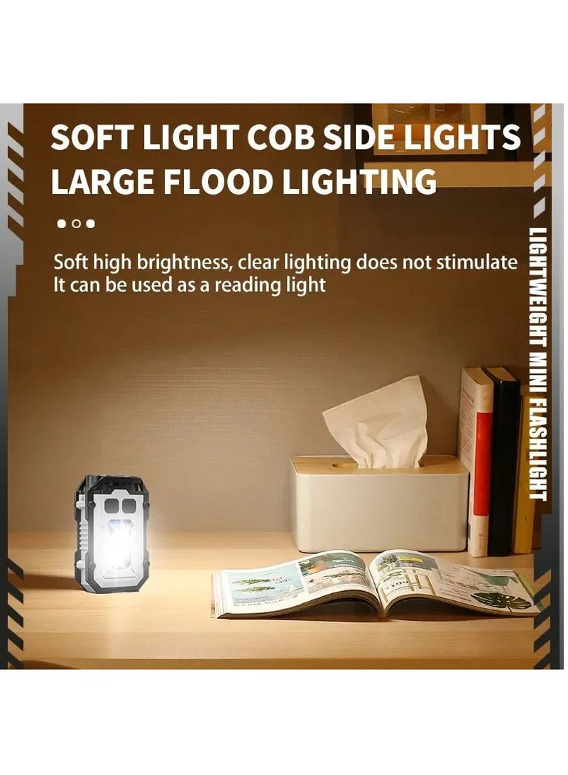 Super Bright Powerful Pocket Torch, Light LED, Multifunctional Linterna Magnetic, COB LED EDC, Mini Keychain Flashlight Rechargeable(Black) - Image 3