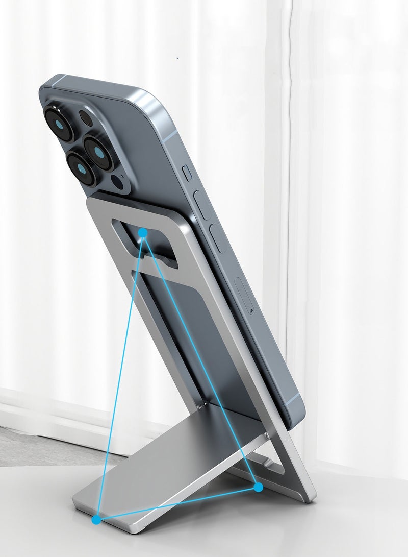 Cell Phone Stand Portable Mobile Stand Adjustable iPhone Holder for Desk Foldable Adjustable Viewing Angle Stable Alloy Metal Mobile Holder Fit for iPhone 17 Pro Max S25 Ultra All Phones - Image 3