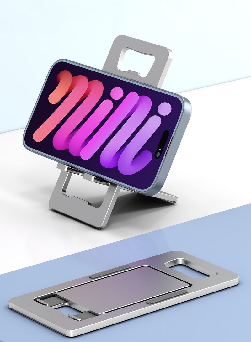 Cell Phone Stand Portable Mobile Stand Adjustable iPhone Holder for Desk Foldable Adjustable Viewing Angle Stable Alloy Metal Mobile Holder Fit for iPhone 17 Pro Max S25 Ultra All Phones - Image 2