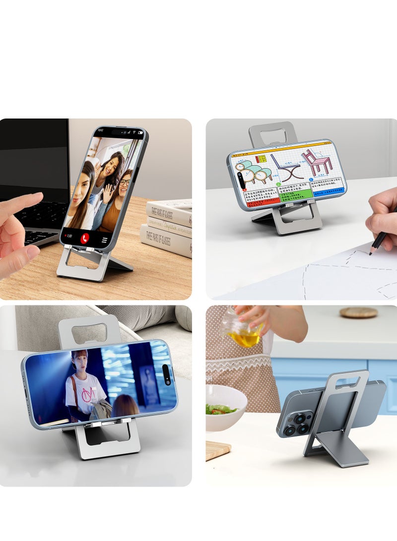 Cell Phone Stand Portable Mobile Stand Adjustable iPhone Holder for Desk Foldable Adjustable Viewing Angle Stable Alloy Metal Mobile Holder Fit for iPhone 17 Pro Max S25 Ultra All Phones - Image 5