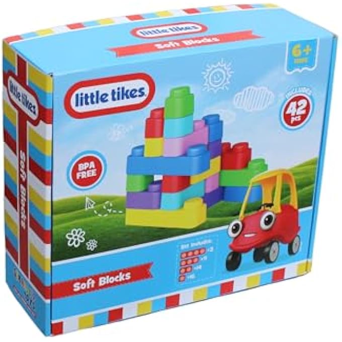 LITTLE TIKES: SOFT BLOCKS - 42 PIECE SET - BUILDING & STACKING TOYS, FOOD GRADE DURABLE MATERIALS, SAFE FOR TEETHING BABIES, TODDLER & KIDS 6 MONTHS+ - Image 1
